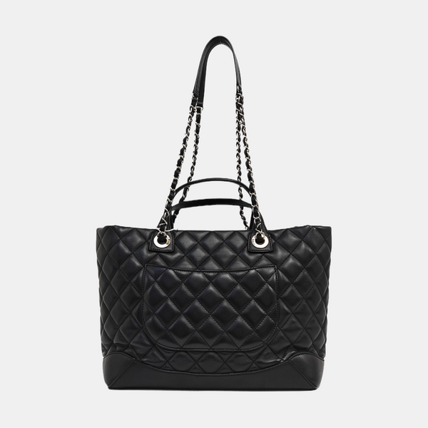 EASY SHOPPING Large Quilted Calfskin Black