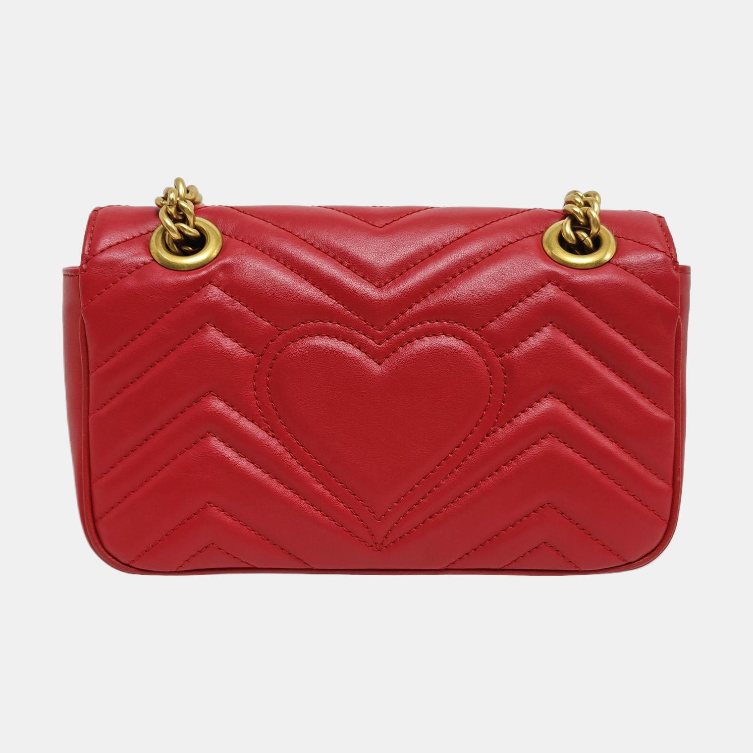 GG Marmont Pequeño Piel Acolchada Roja