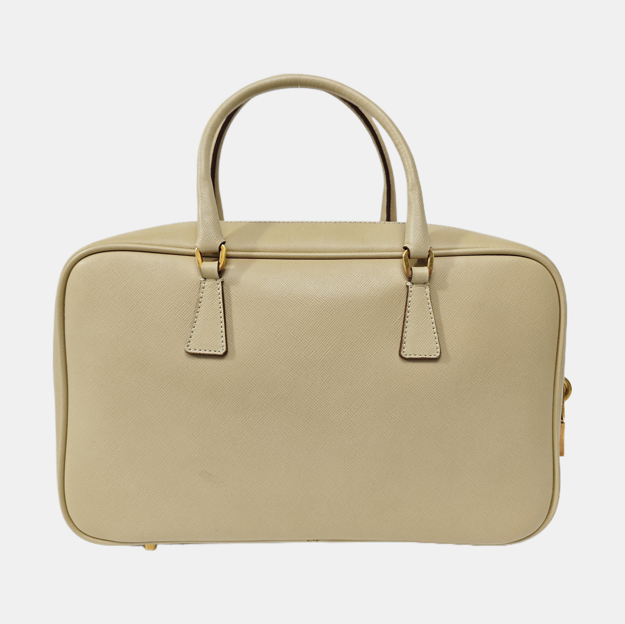 Leather Top Handle Bag Beige