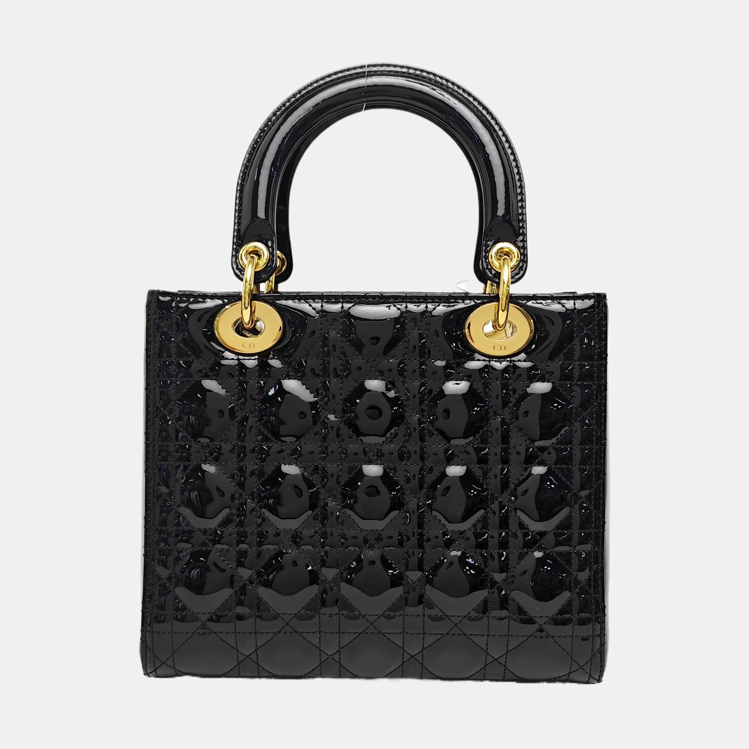 Lady Dior Medium Cannage Patent Leather Black