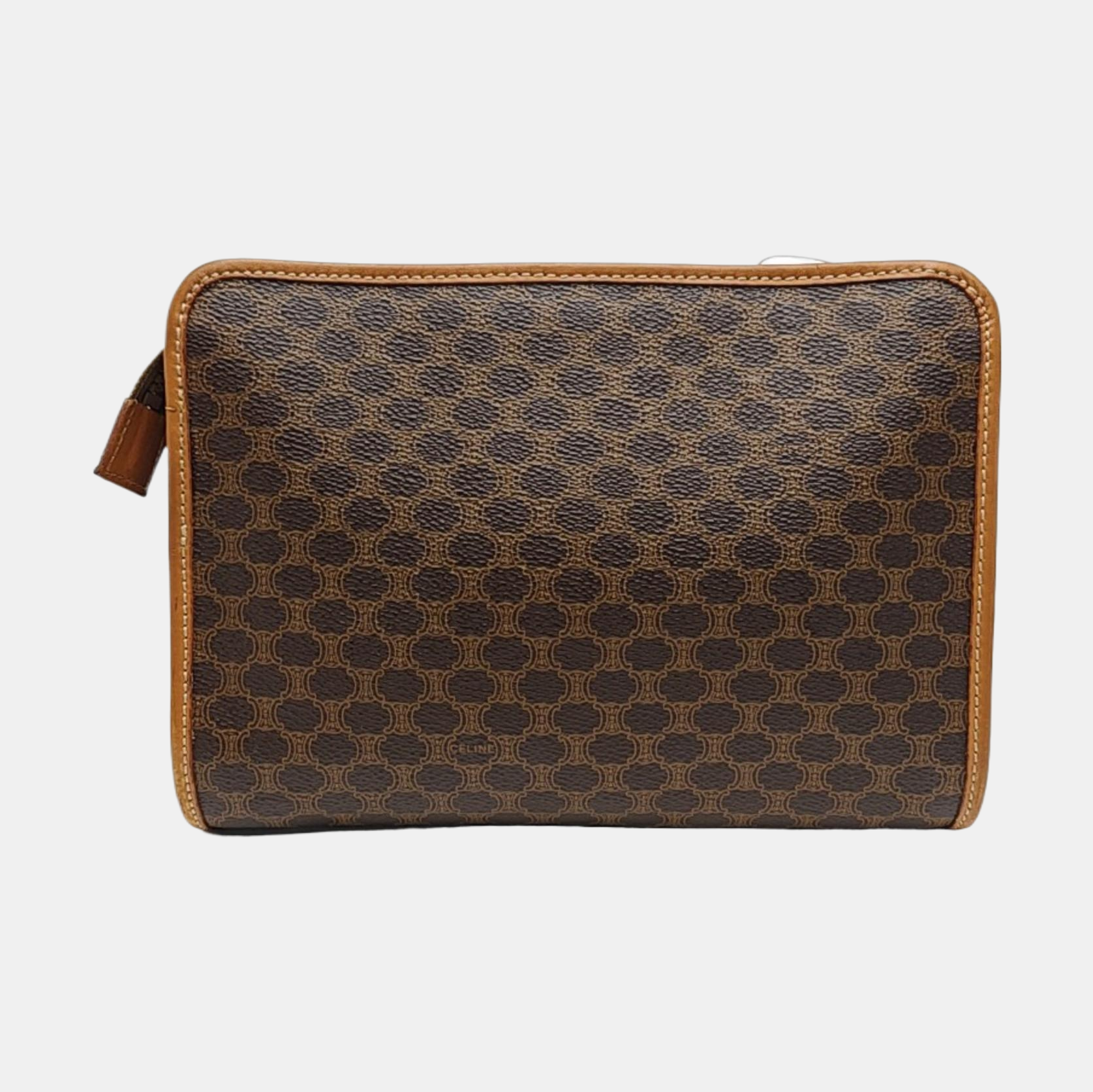Coated Canvas Clutch Brown