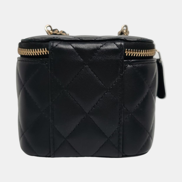 VANITY CASE Mini Quilted Lambskin Black
