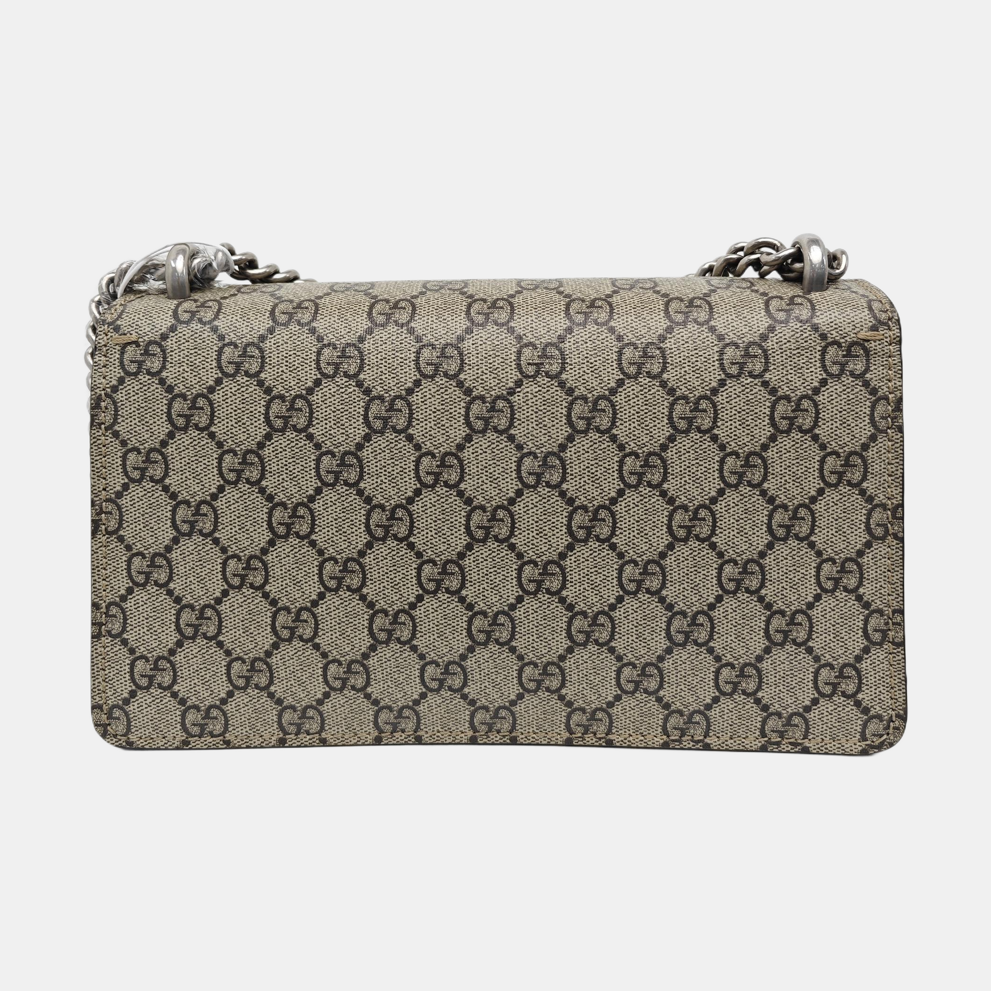 Dionysus Small Monogram Coated Canvas Beige