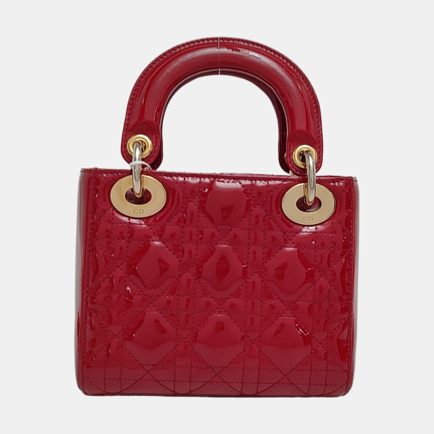 Lady Dior Mini Cannage Patent Calfskin Red