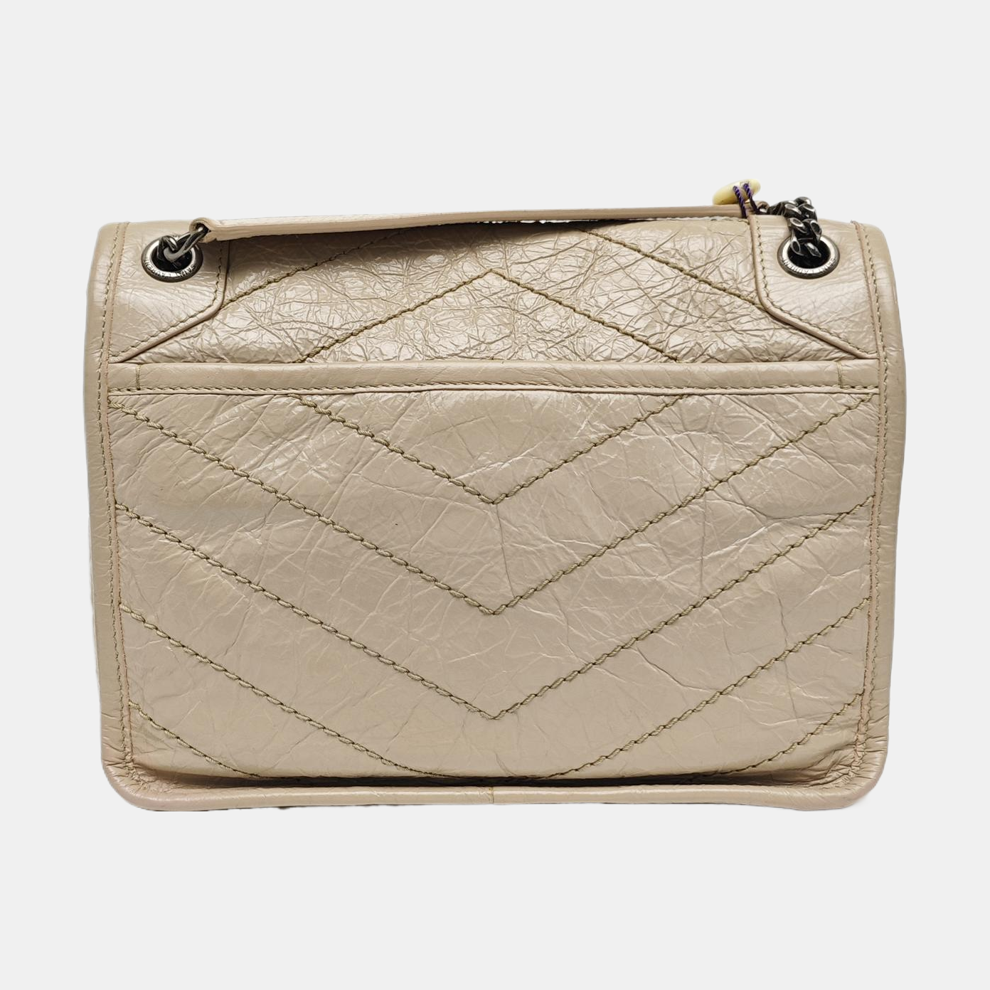 NIKI Small Chevron Calfskin Beige