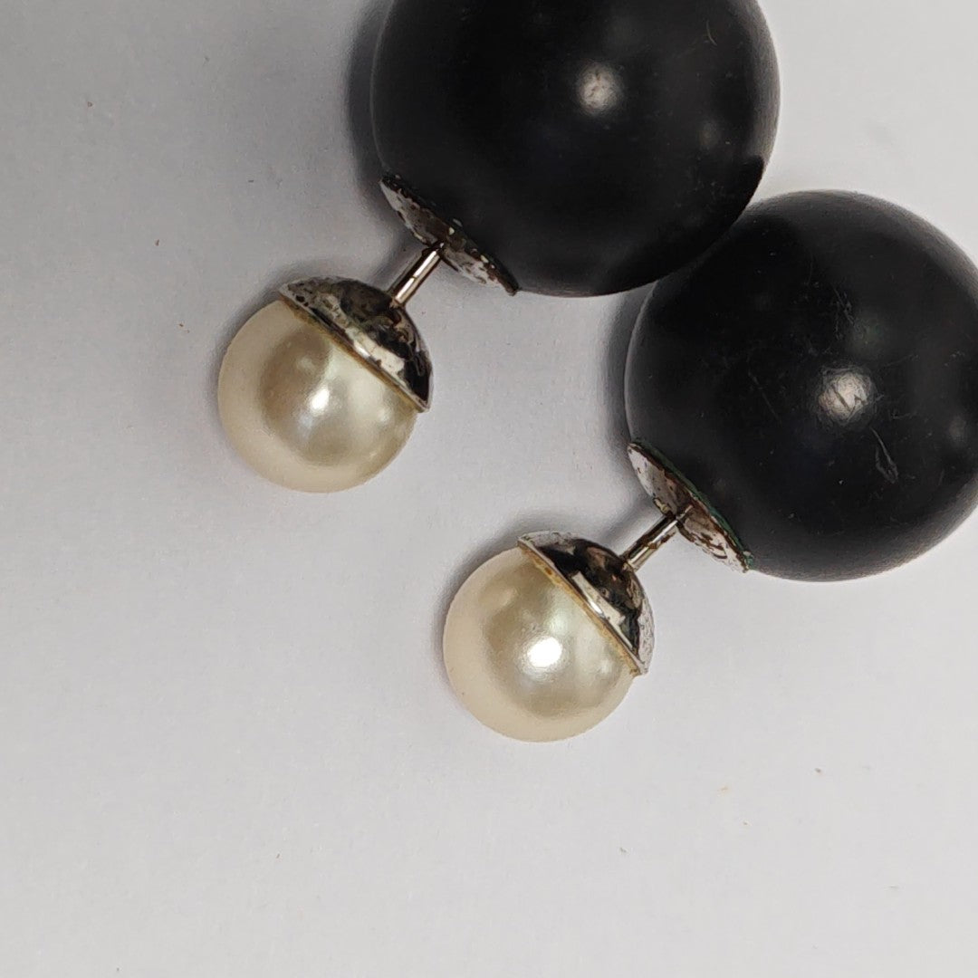 Dior Tribales Metal Black Stud Earrings