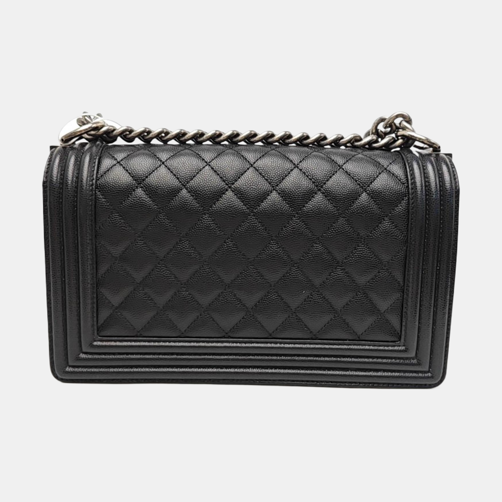 BOY CHANEL Medium Quilted Grained Calfskin Black