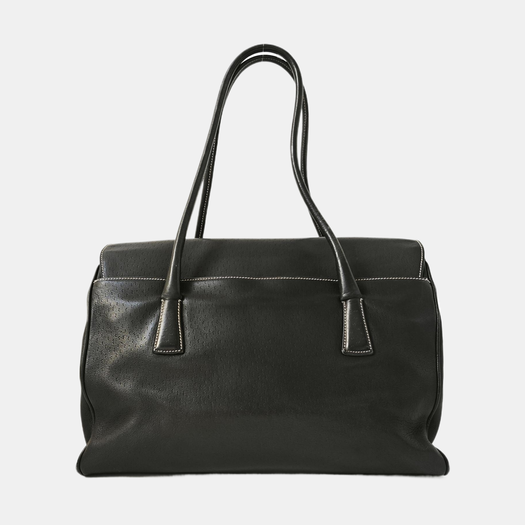 Calfskin Top Handle Bag Black