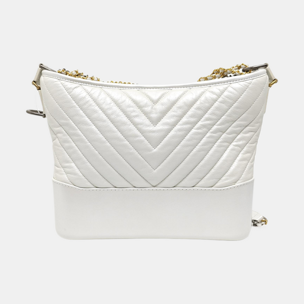 Authenticated pre-owned  GABRIELLE Medium Chevron, Quilted Calfskin White - Shoulder Bag at Looply