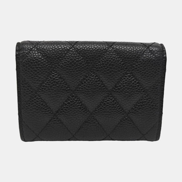 CLASSIC FLAP Quilted Grained Calfskin Black Wallet