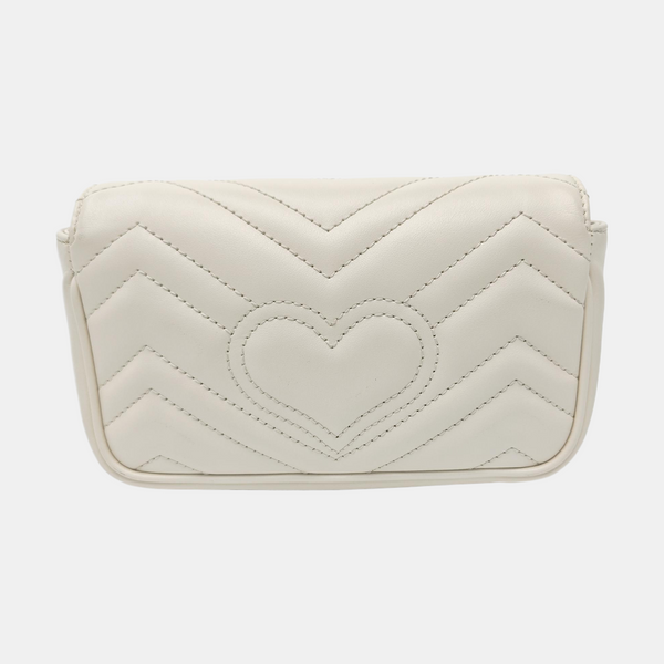 GG Marmont Mini Quilted Calfskin White