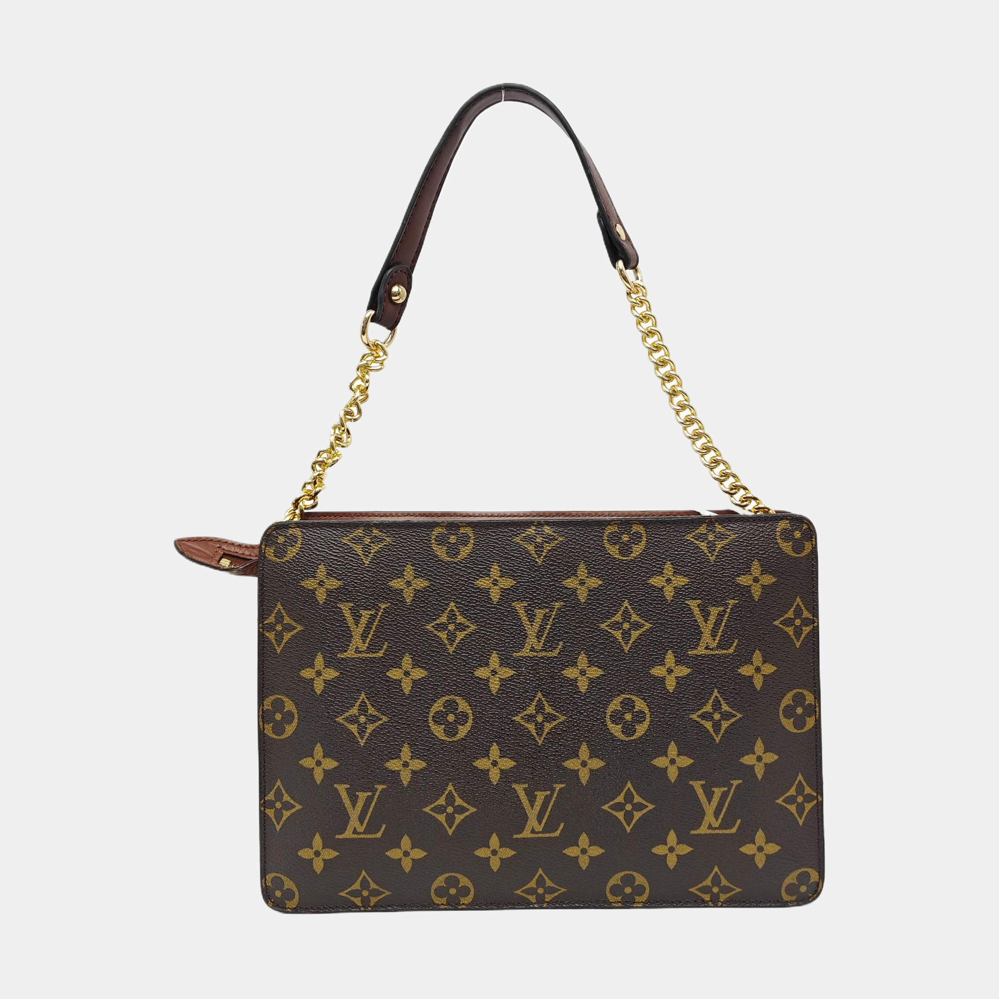 Monogram Coated Canvas Clutch Brown