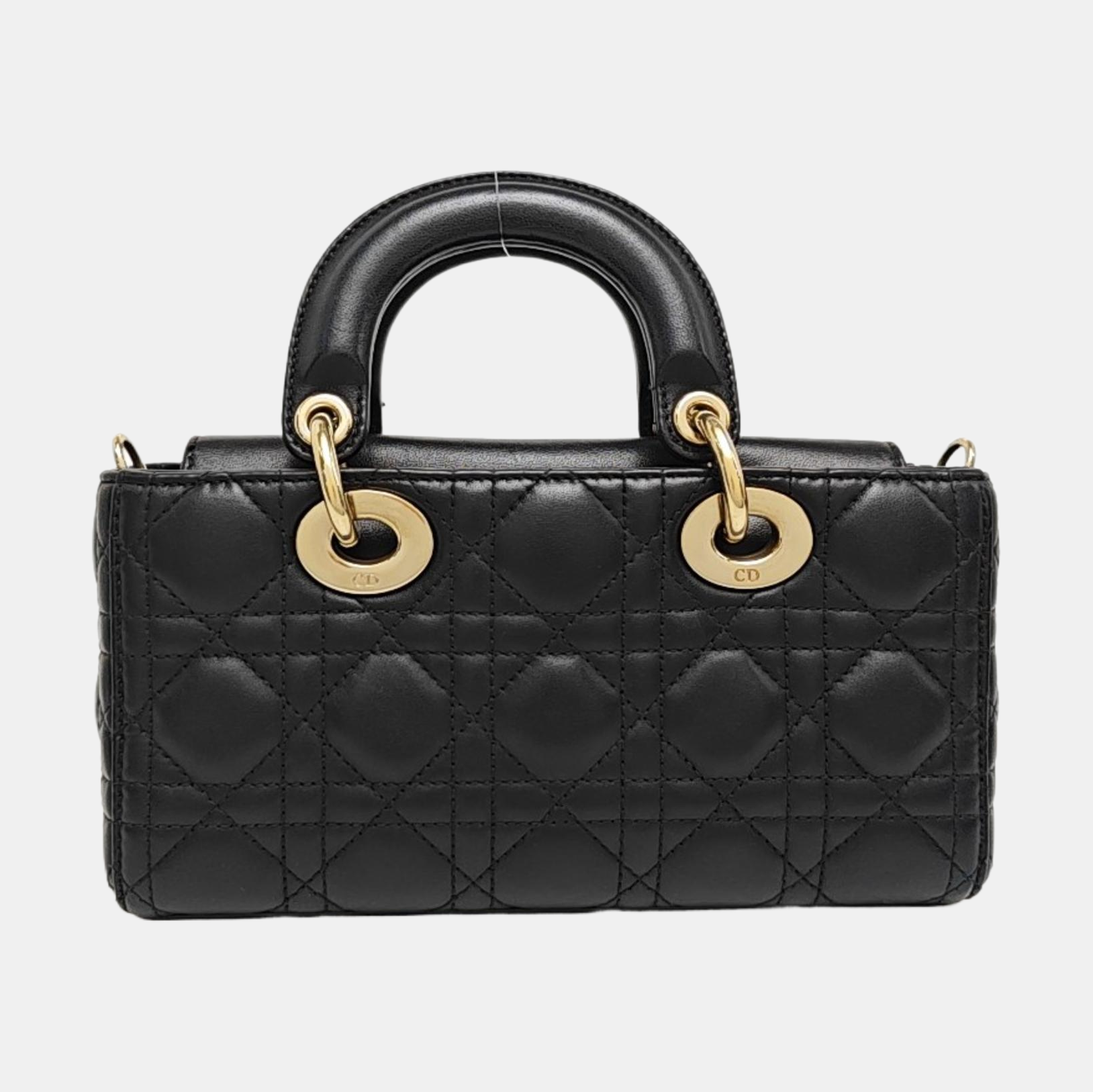 Lady D-Joy Small Quilted Lambskin Black