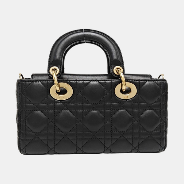 Lady D-Joy Small Quilted Lambskin Black