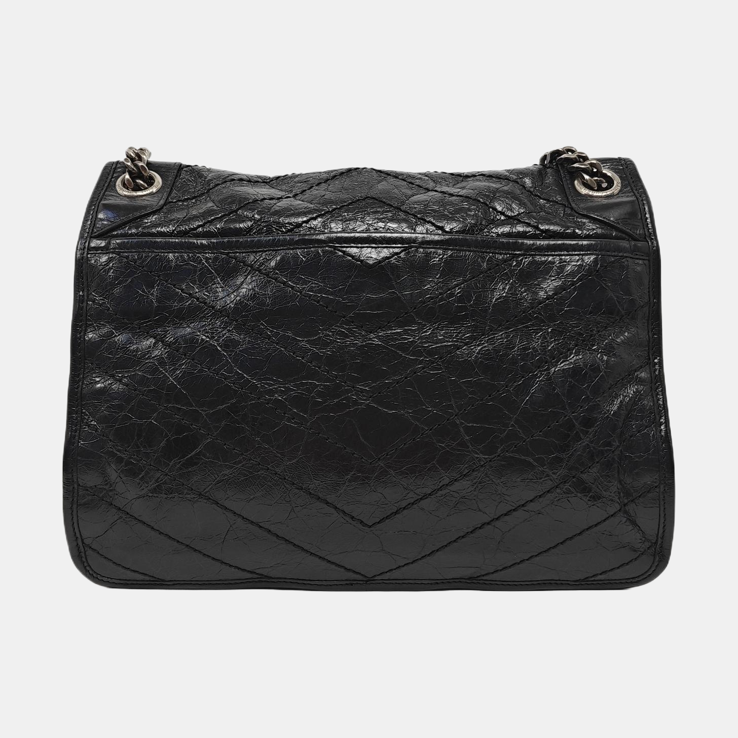 NIKI Medium Chevron Calfskin Black