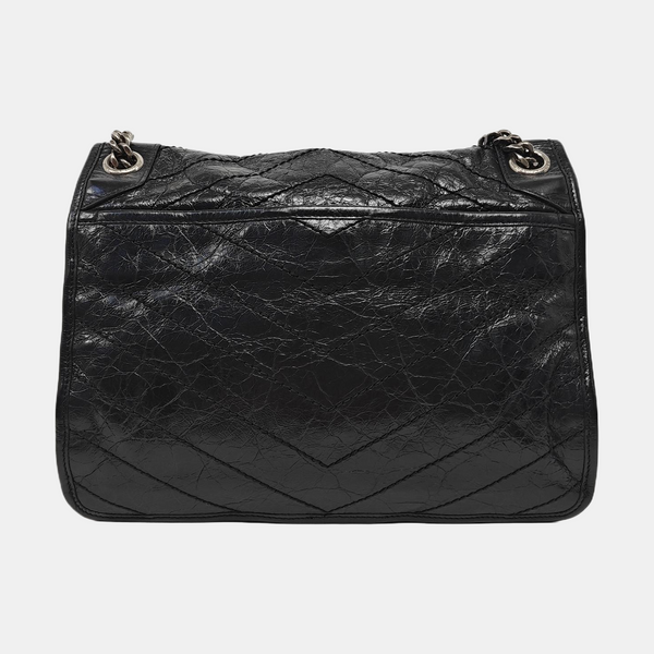 NIKI Medium Chevron Calfskin Black