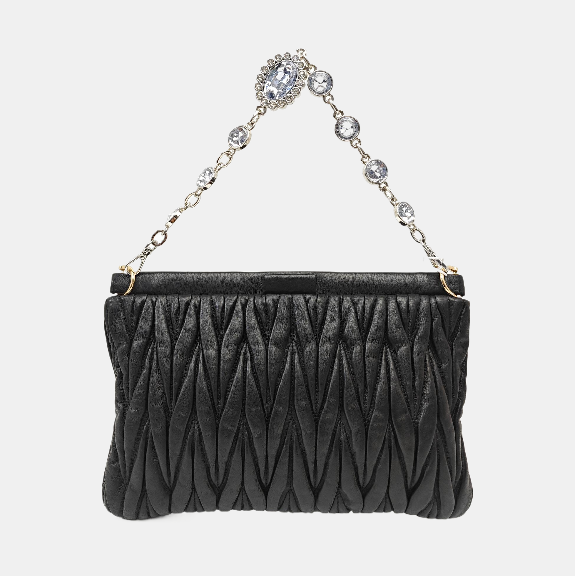Quilted Lambskin Top Handle Bag Black