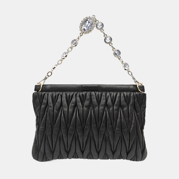 Quilted Lambskin Top Handle Bag Black