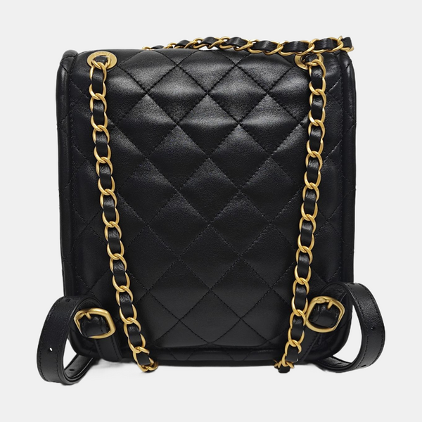 Quilted Lambskin Backpack Black