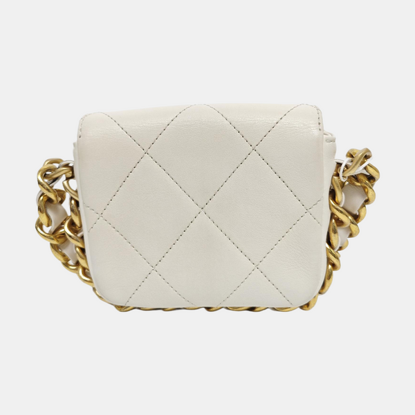 Quilted Calfskin Shoulder Bag Mini White