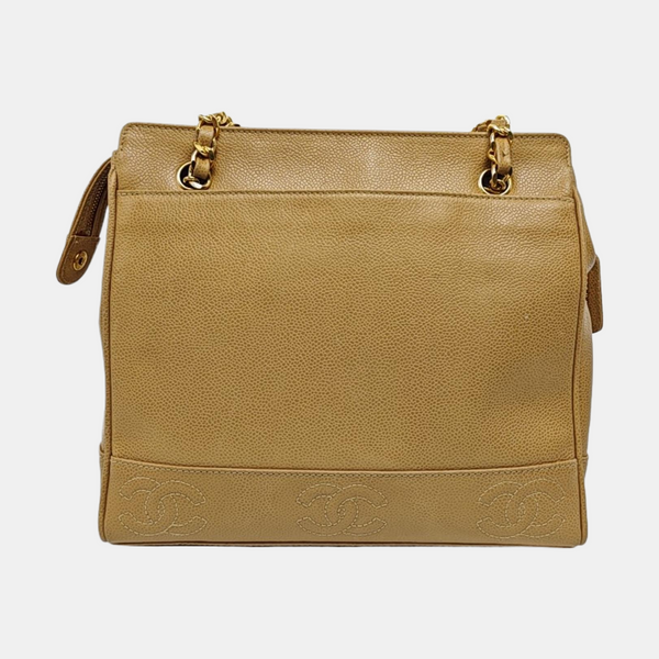 VINTAGE CC LOGO Grained Calfskin Beige