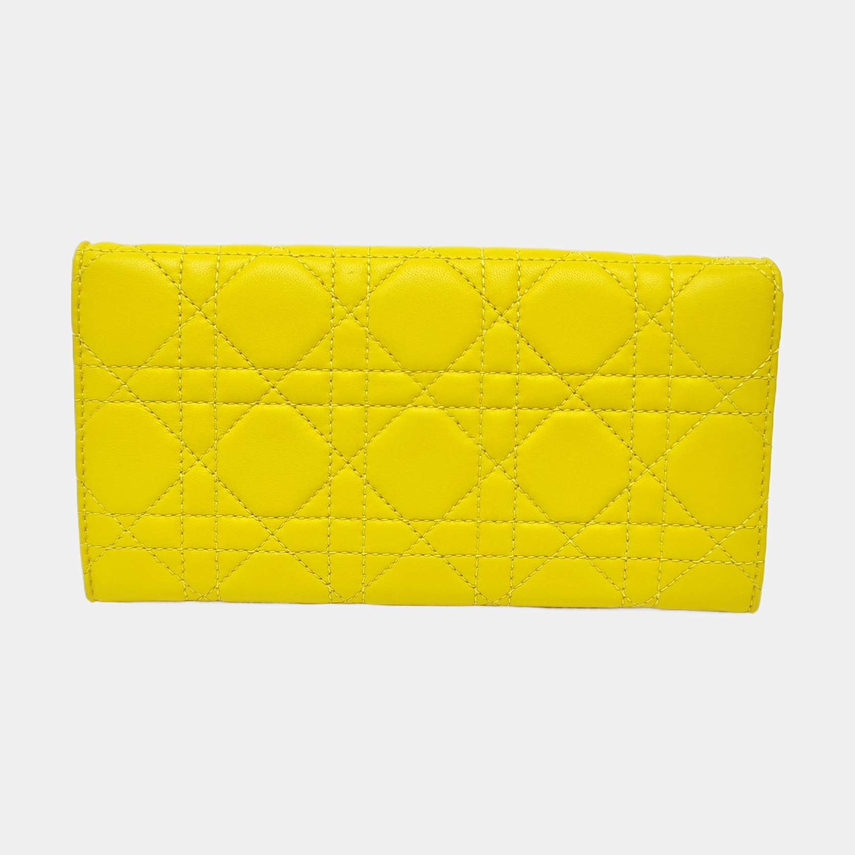 Miss Dior Cannage Lambskin Yellow Wallet