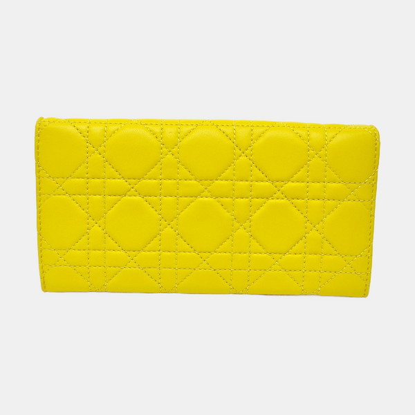 Miss Dior Cannage Lambskin Yellow Wallet
