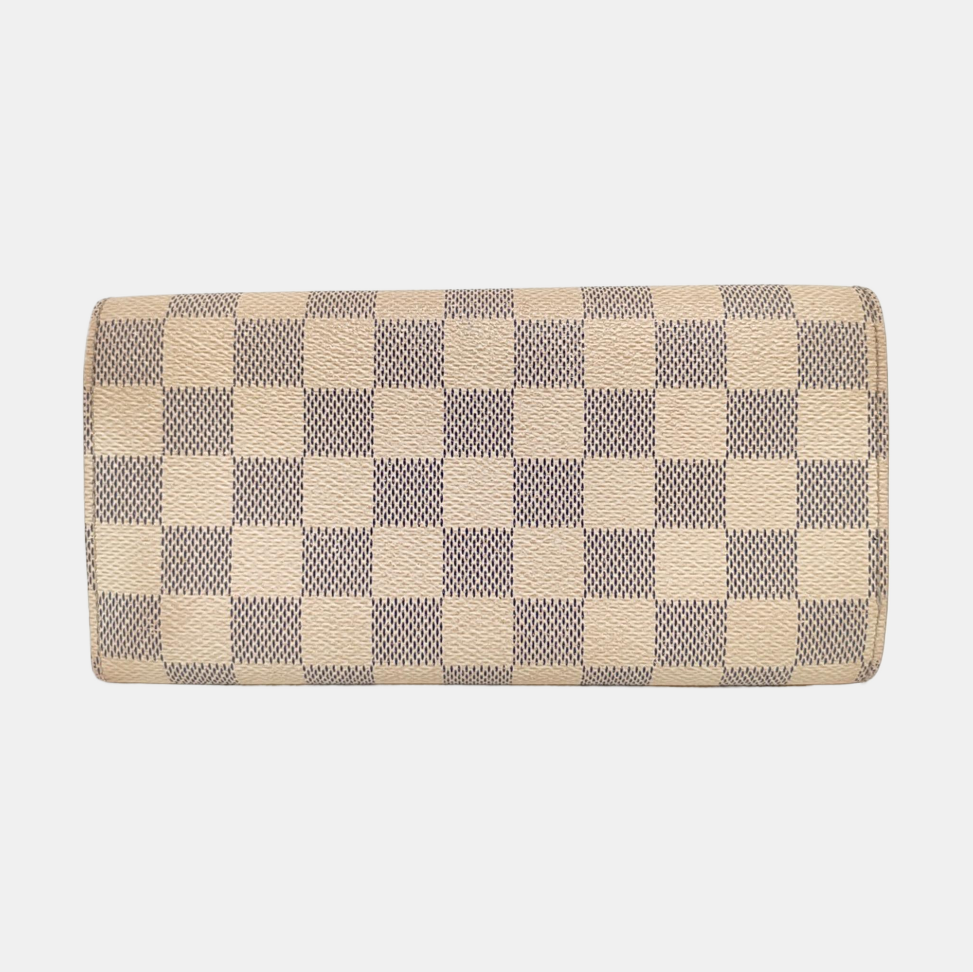 SARAH Damier Azur Coated Canvas White Wallet