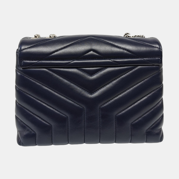 LOULOU Small Chevron Calfskin Blue