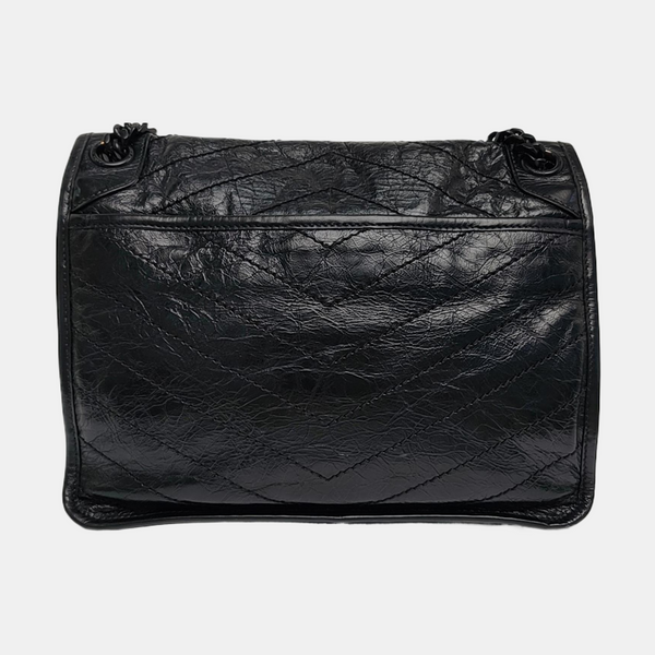 NIKI Medium Chevron Calfskin Black