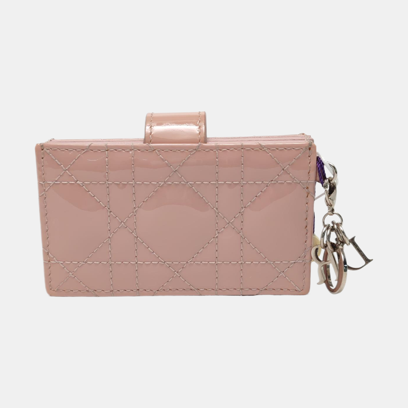 Lady Dior Cannage Patent Leather Pink Card Holder