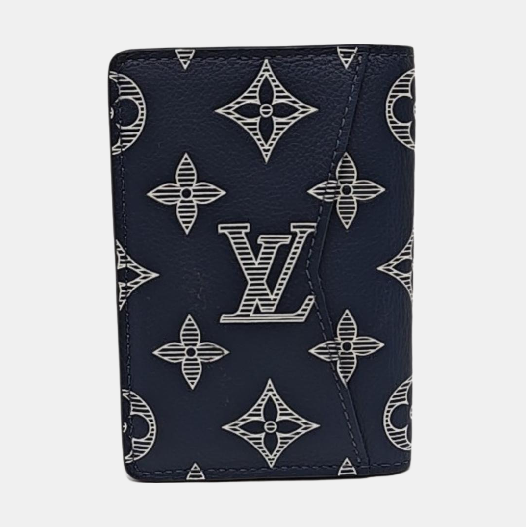Monogram Calfskin Card Holder Blue