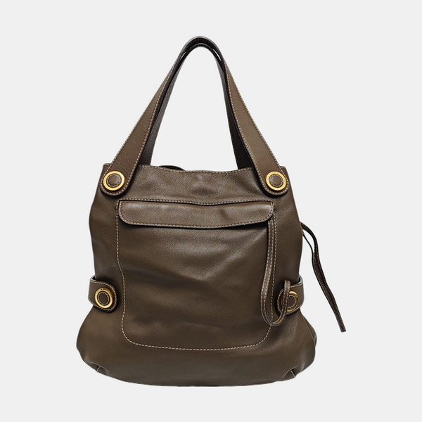 Calfskin Top Handle Bag Brown
