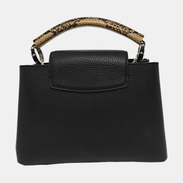 Authenticated pre-owned  CAPUCINES Calfskin Black - Top Handle Bag at Looply