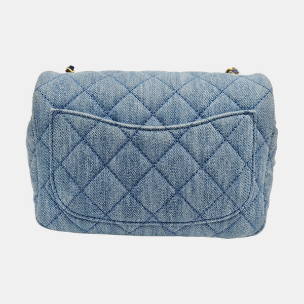 CLASSIC FLAP Mini Quilted Denim Blue