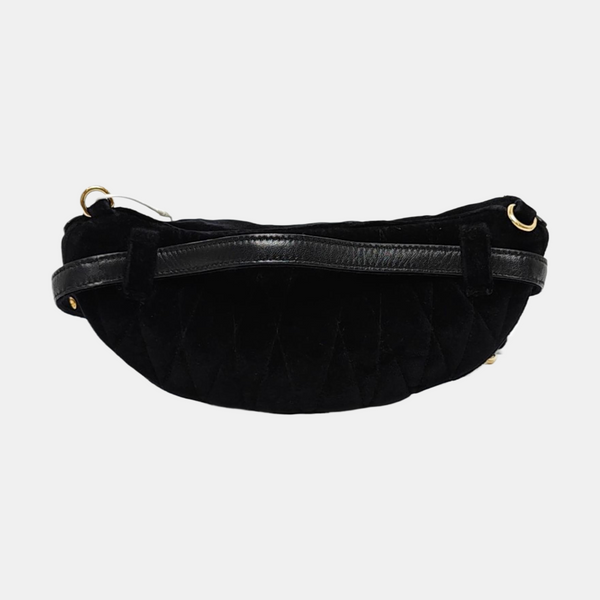 Two-Tone Waist Bag Quilted Velvet Black