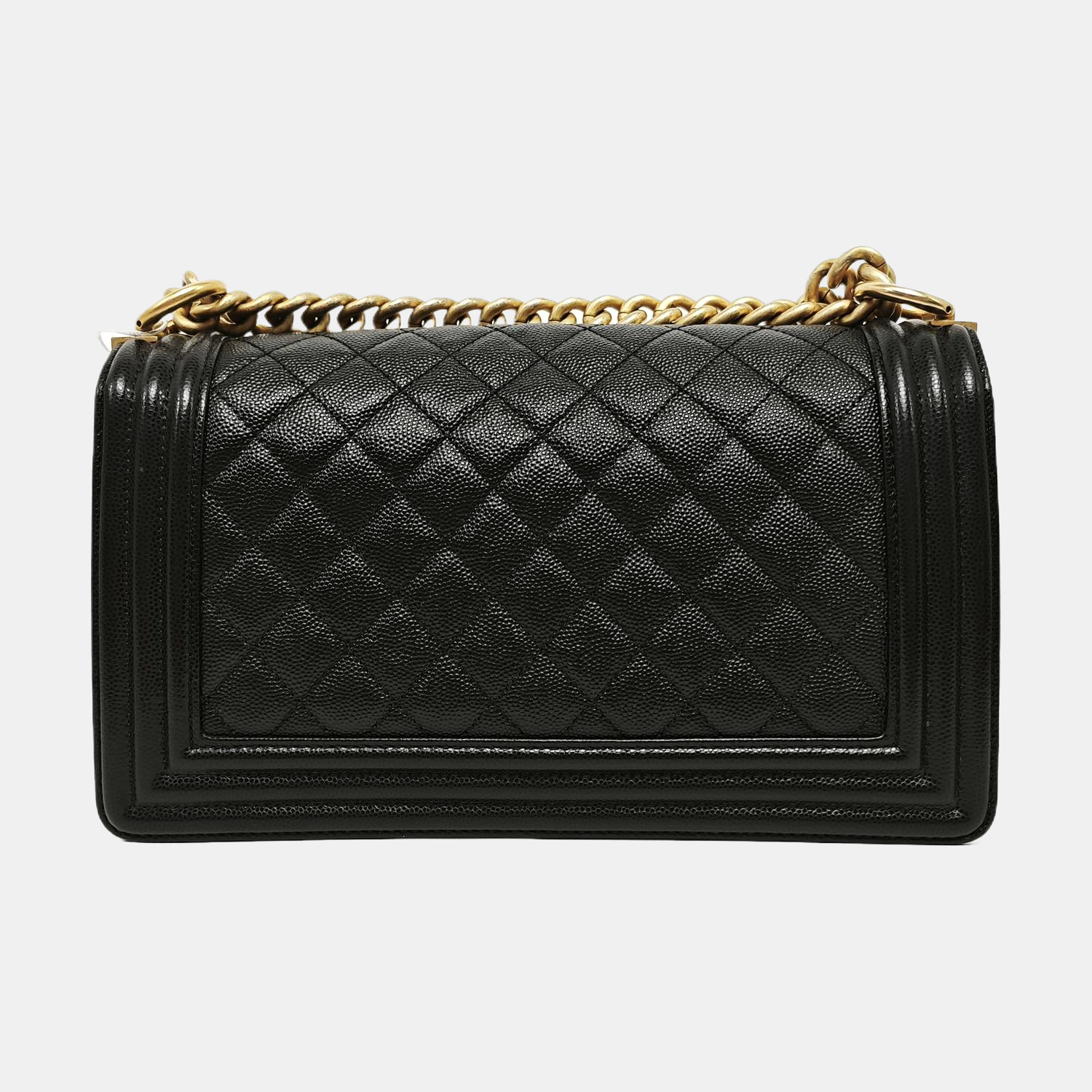 BOY CHANEL Medium Quilted Grained Calfskin Black