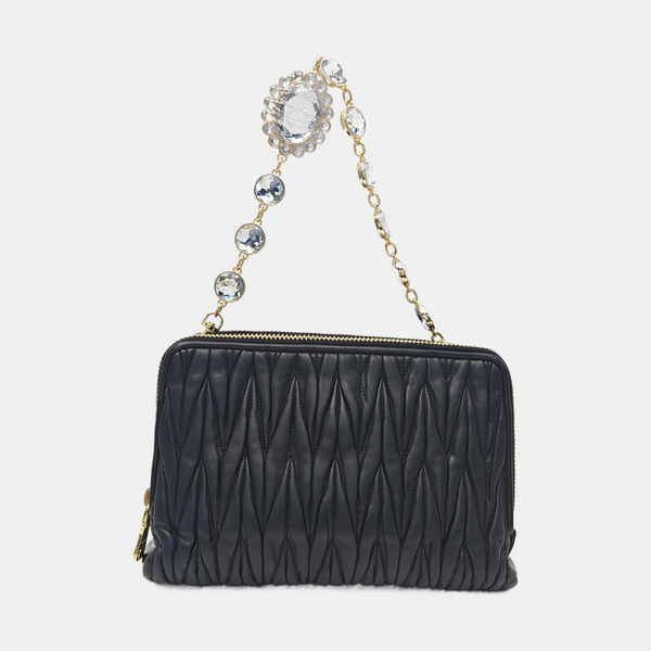 Quilted Lambskin Shoulder Bag Black