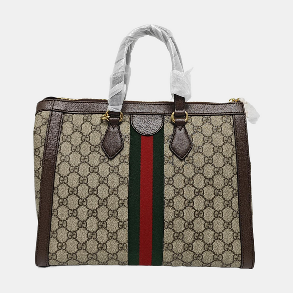 Ophidia Medium Monogram Coated Canvas Beige