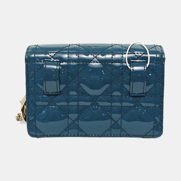 Authenticated pre-owned  Lady Dior Nano Cannage Patent Leather Green - Shoulder Bag at Looply