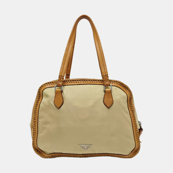 Fabric Top Handle Bag Beige