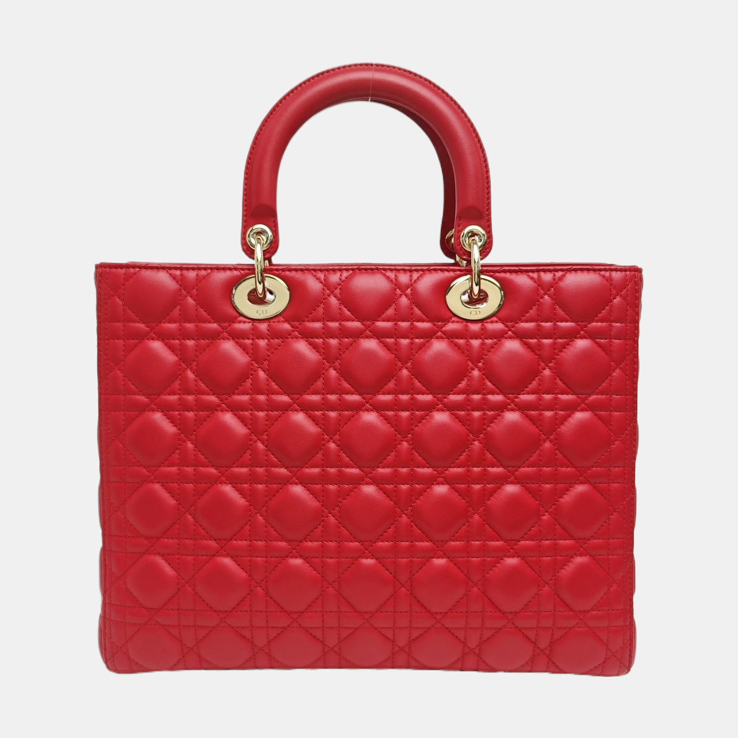 Lady Dior Large Cannage Lambskin Red
