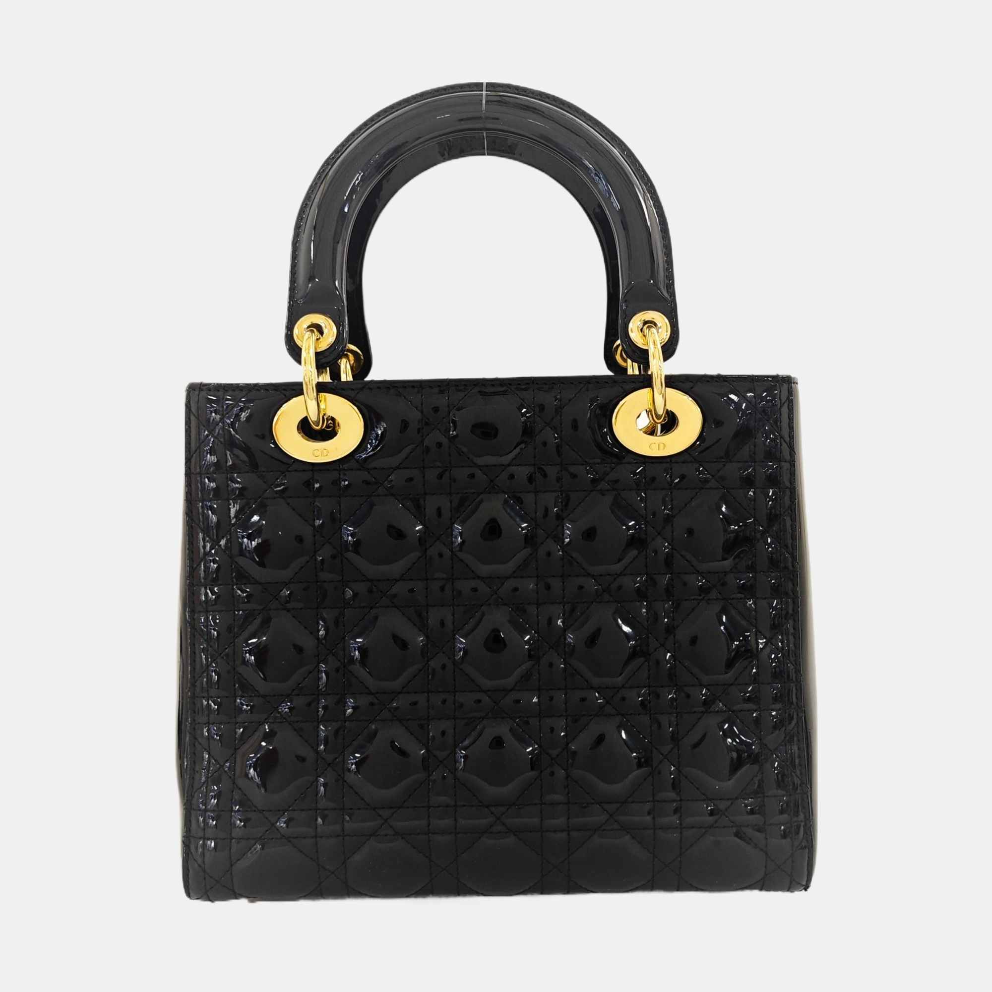 Lady Dior Medium Cannage Patent Leather Black