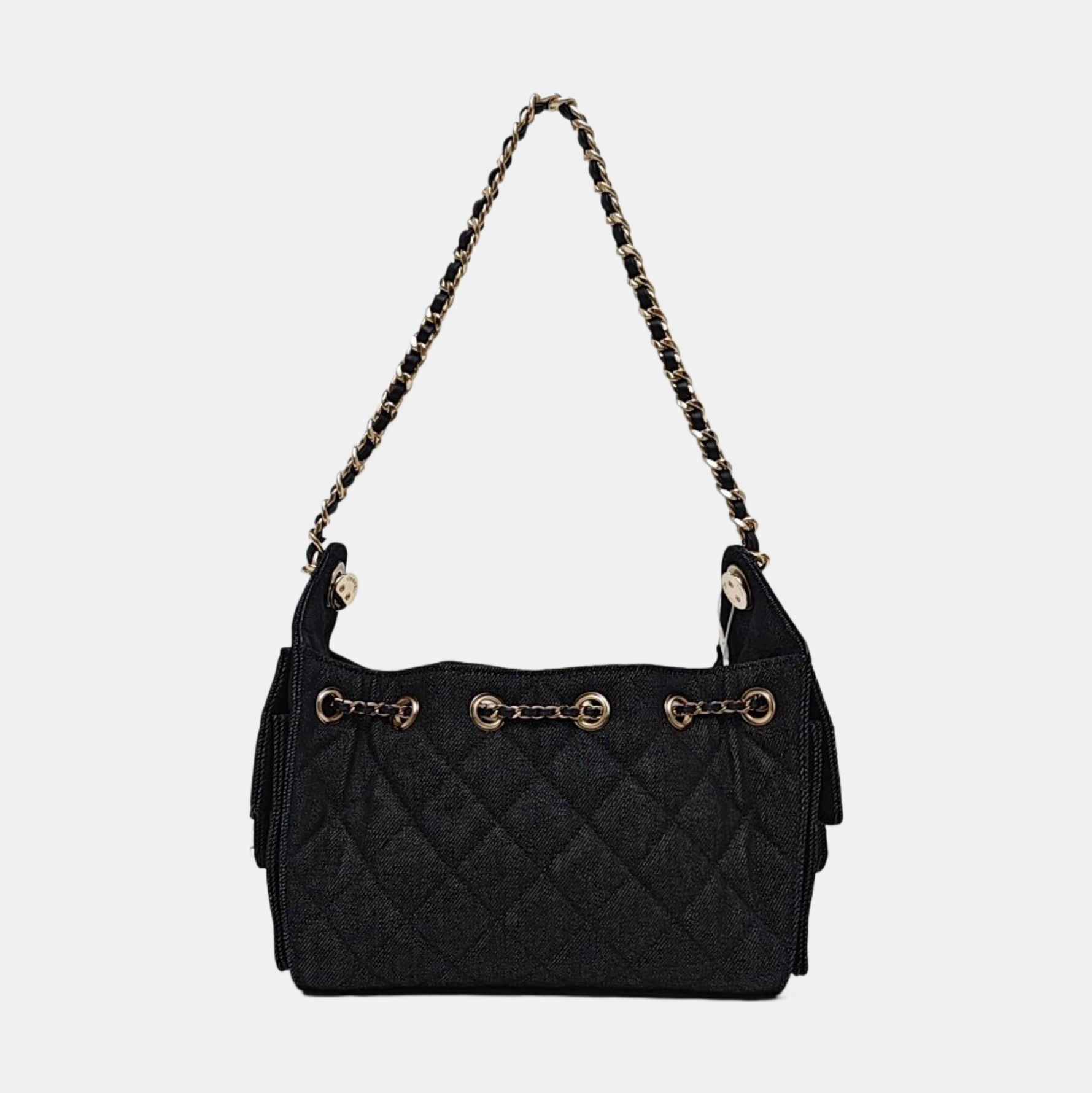 CHANEL 25 Quilted Denim Blue