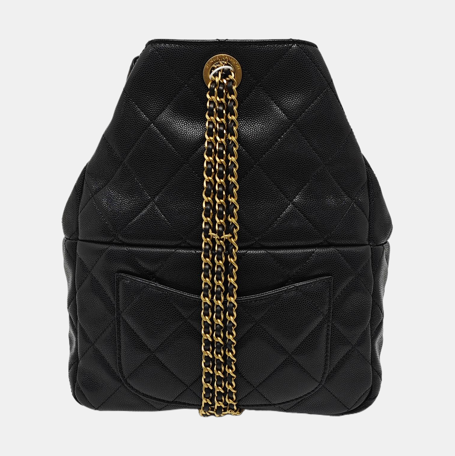 Quilted Grained Calfskin Backpack Black