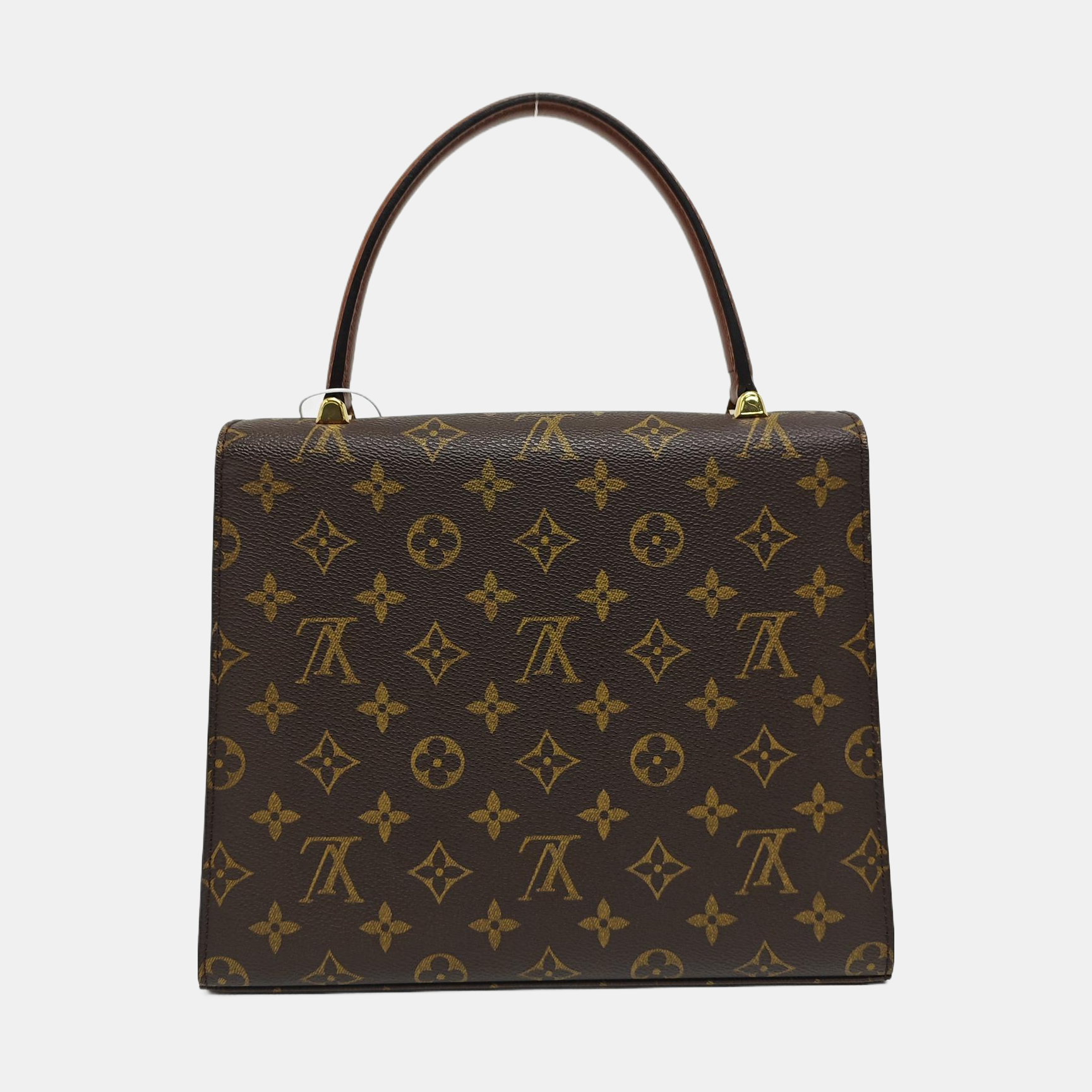 Coated Canvas Top Handle Bag Brown