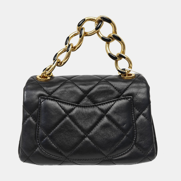 CHAIN INFINITY TOP HANDLE Mini Quilted Lambskin Black