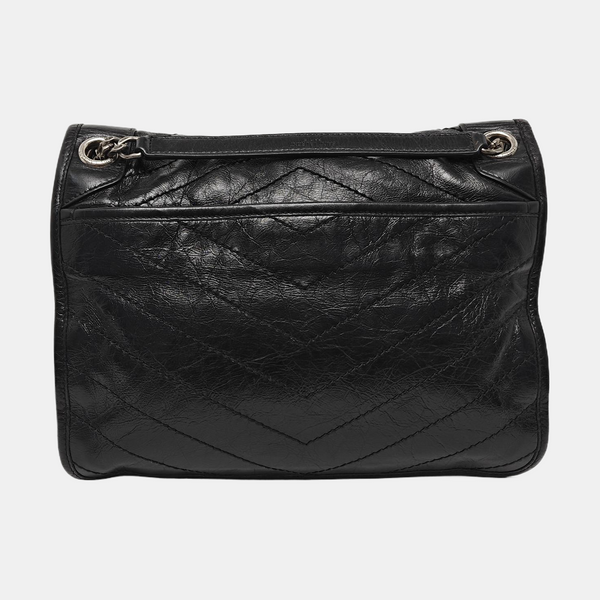 NIKI Medium Chevron Calfskin Black
