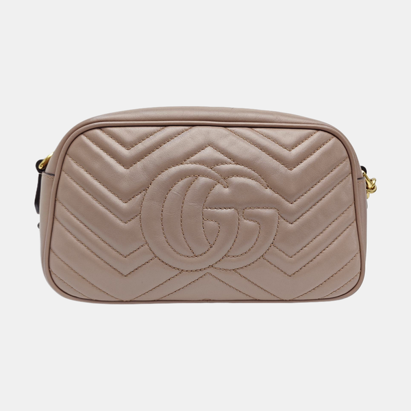 GG Marmont Small Quilted Calfskin Beige
