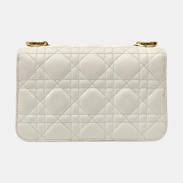 Cannage Calfskin Shoulder Bag Mini White